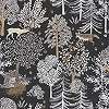Fekete alapon erdei állat és fa mintás caselio design tapéta
