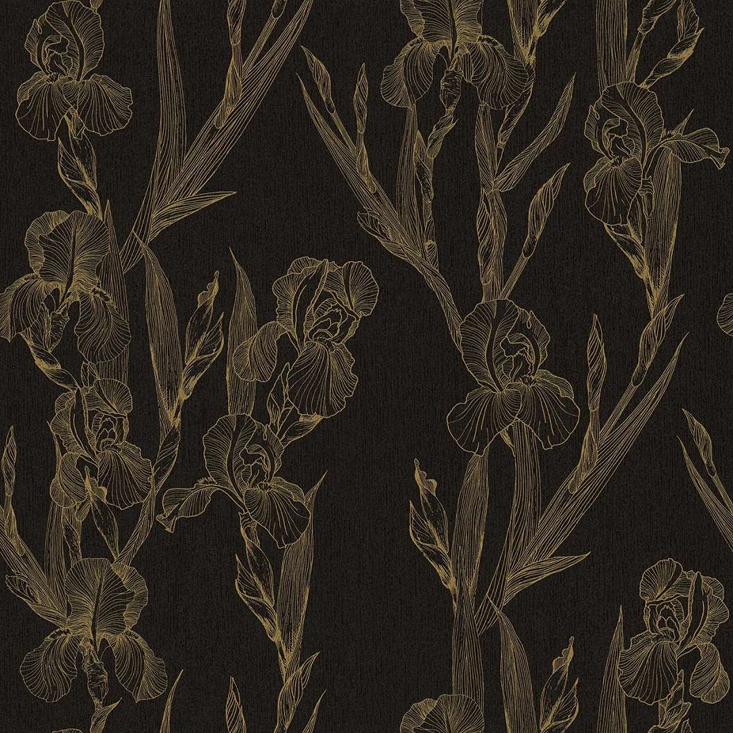 Fekete alapon írisz mintás elegáns design tapéta