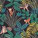 Fekete alapon mosható színes dzsungel mintás vlies design tapéta