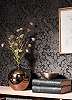 Fekete antracit dekor tapéta klasszikus hangulatú virág mintával