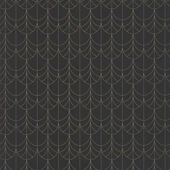 Fekete arany art deco francia design tapéta elegáns geometriai mintával
