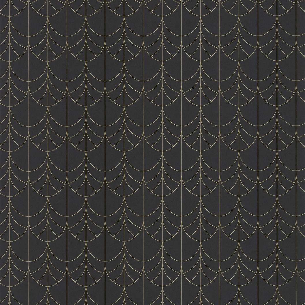 Fekete arany art deco francia design tapéta elegáns geometriai mintával