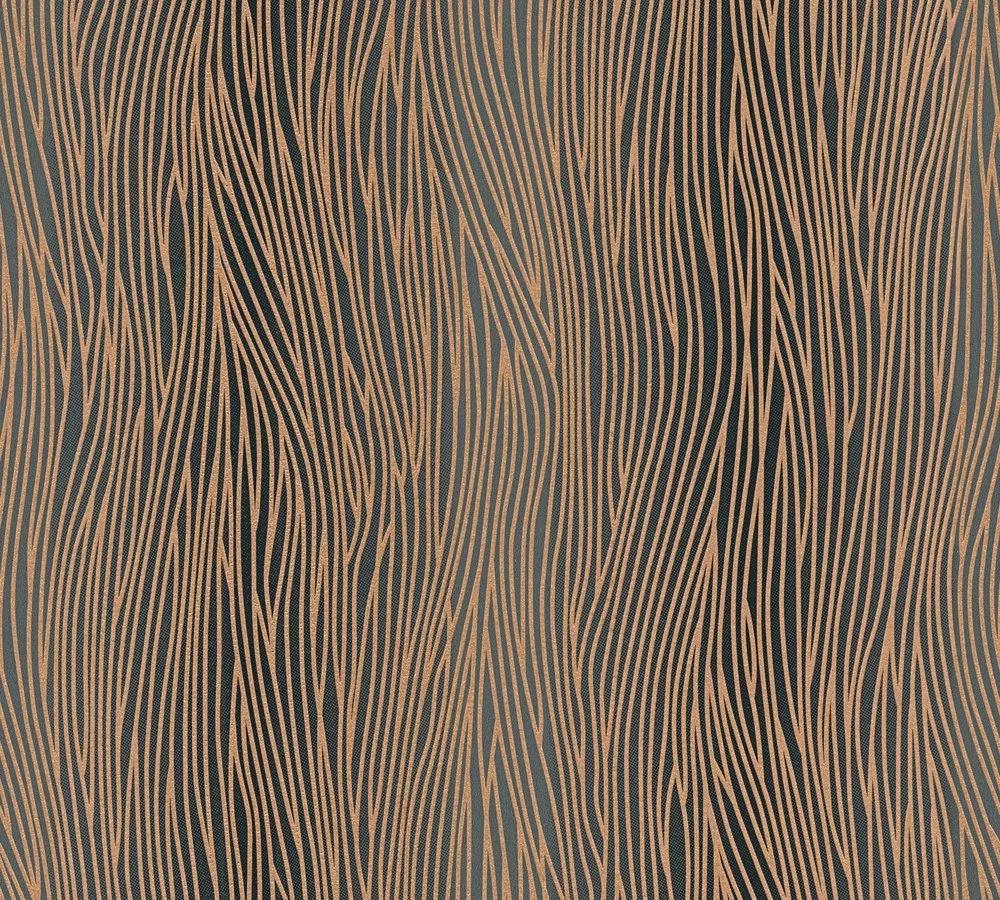Fekete arany csíkos mintás design tapéta