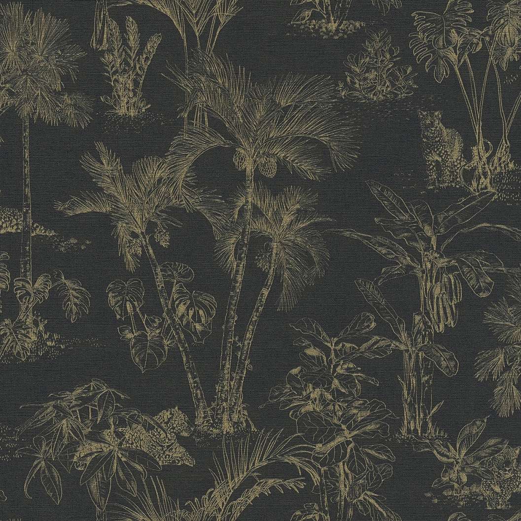 Fekete arany design tapéta dzsungel mintával