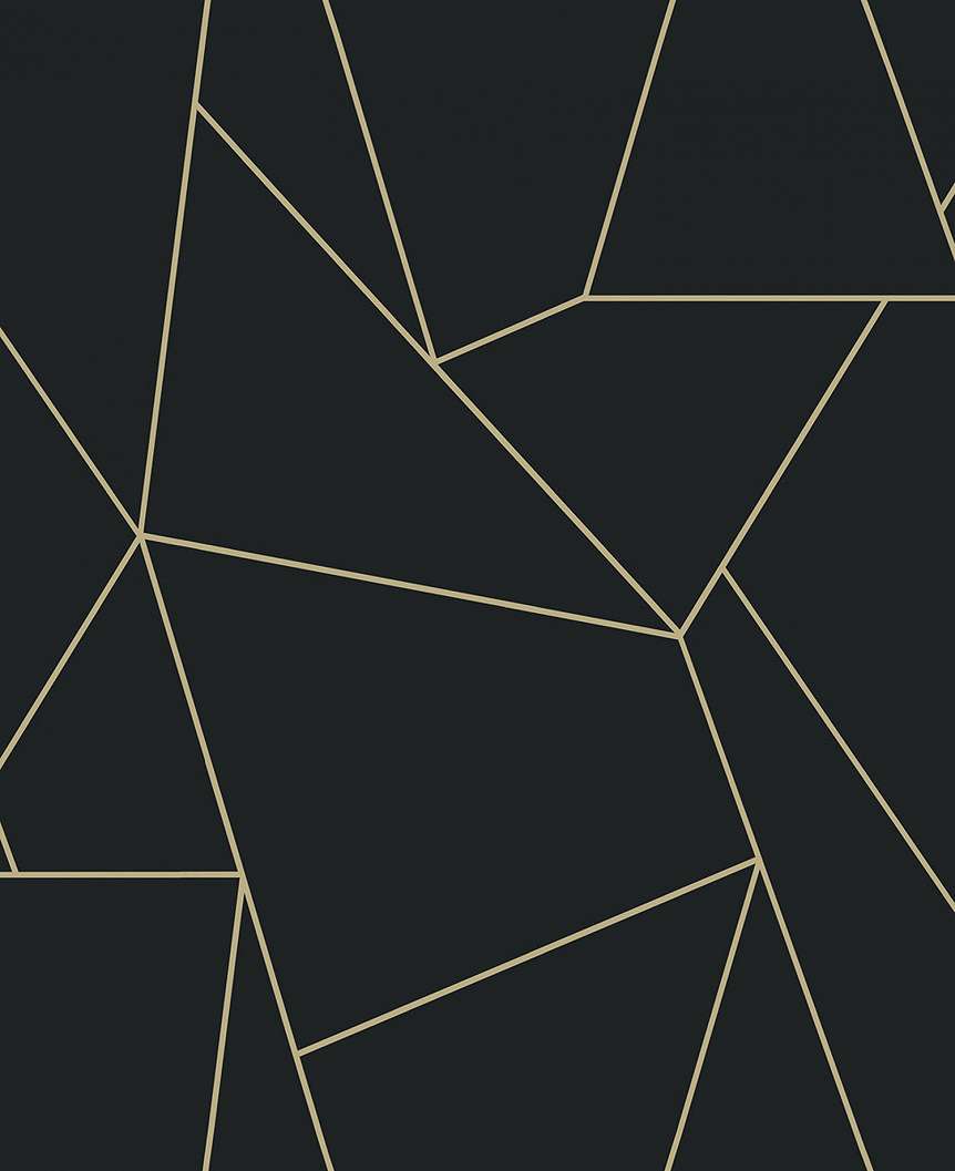 Fekete arany design tapéta modern minimál geometikus mintával