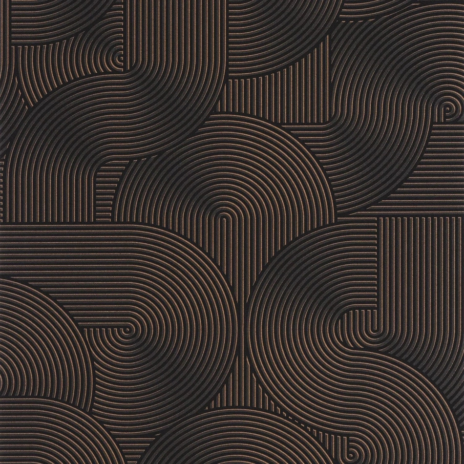 Fekete arany hullám geometria mintás dekor tapéta