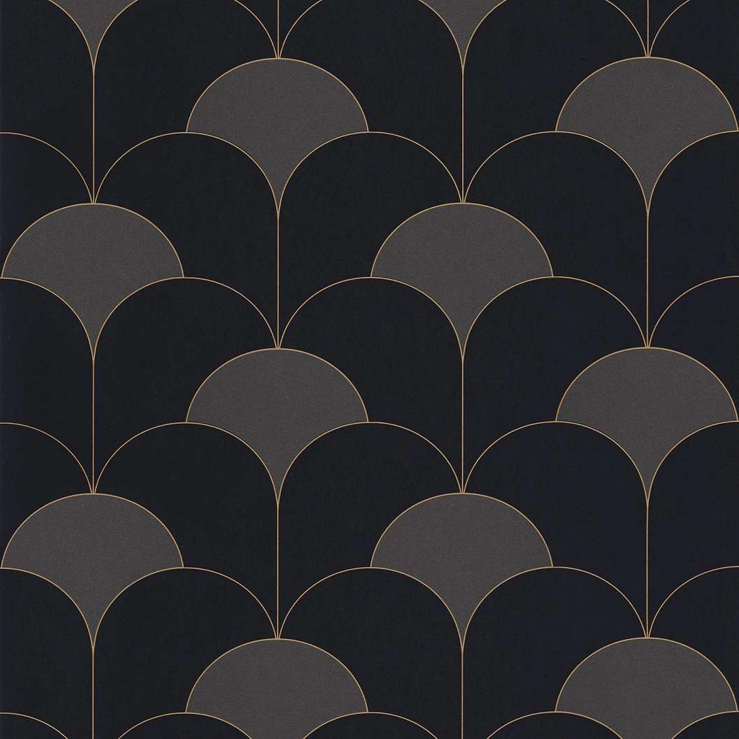Fekete art deco geometria mintás design tapéta
