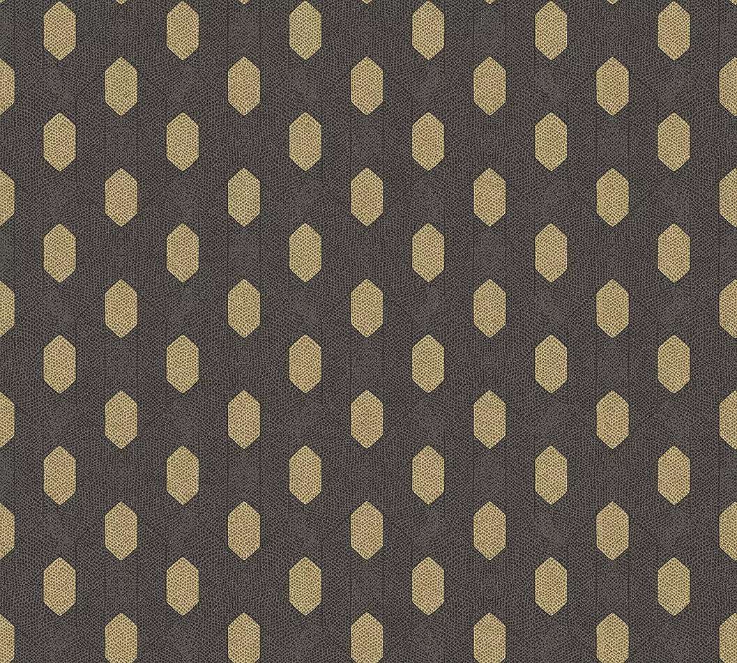 Fekete barna színű tapéta modern geometriai mintával