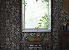Fekete beige skandi stílusú design tapéta, Fig Garden