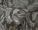 Fekete botanikus leveles mintás vinyl tapéta