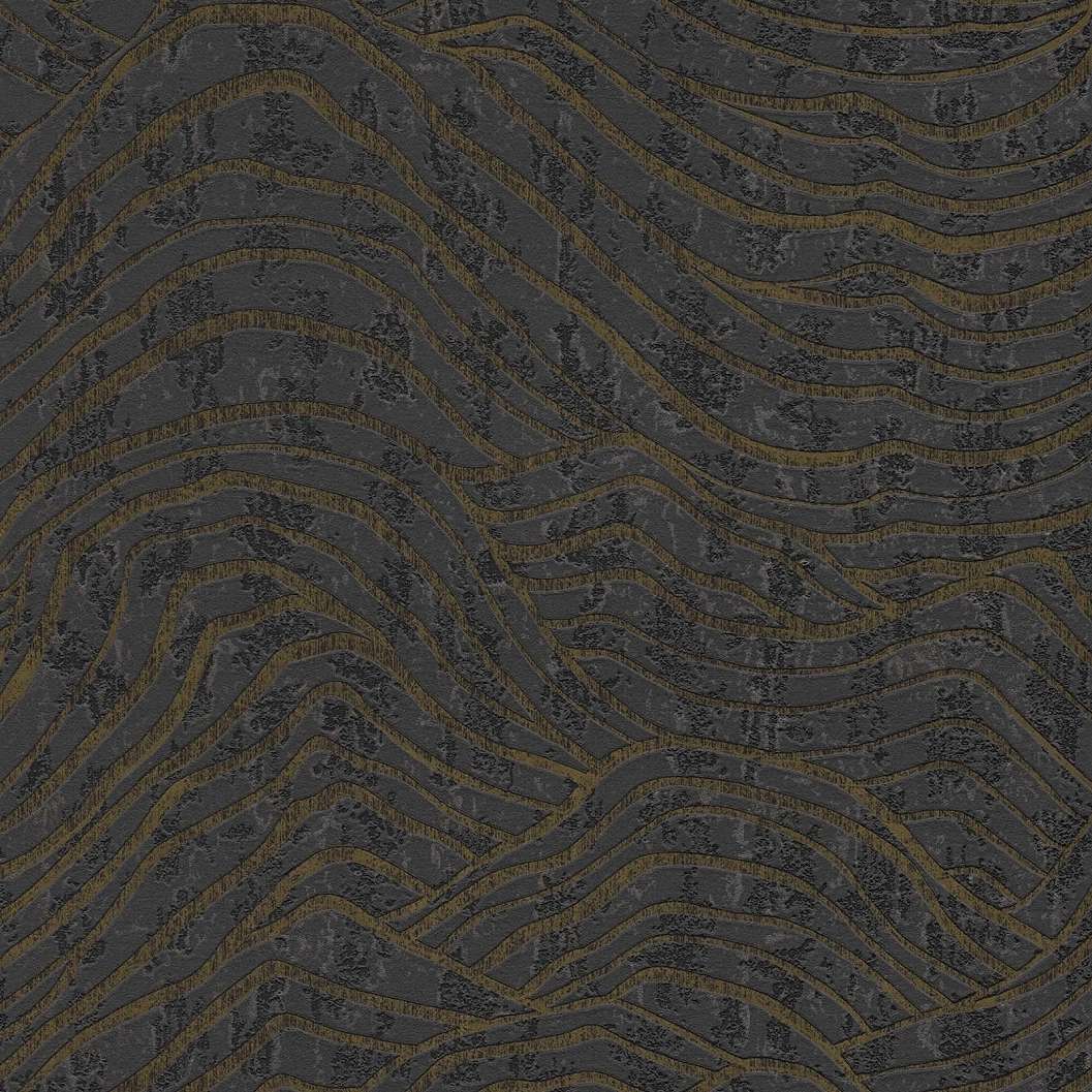Fekete dekor tapéta metál hullám mintával