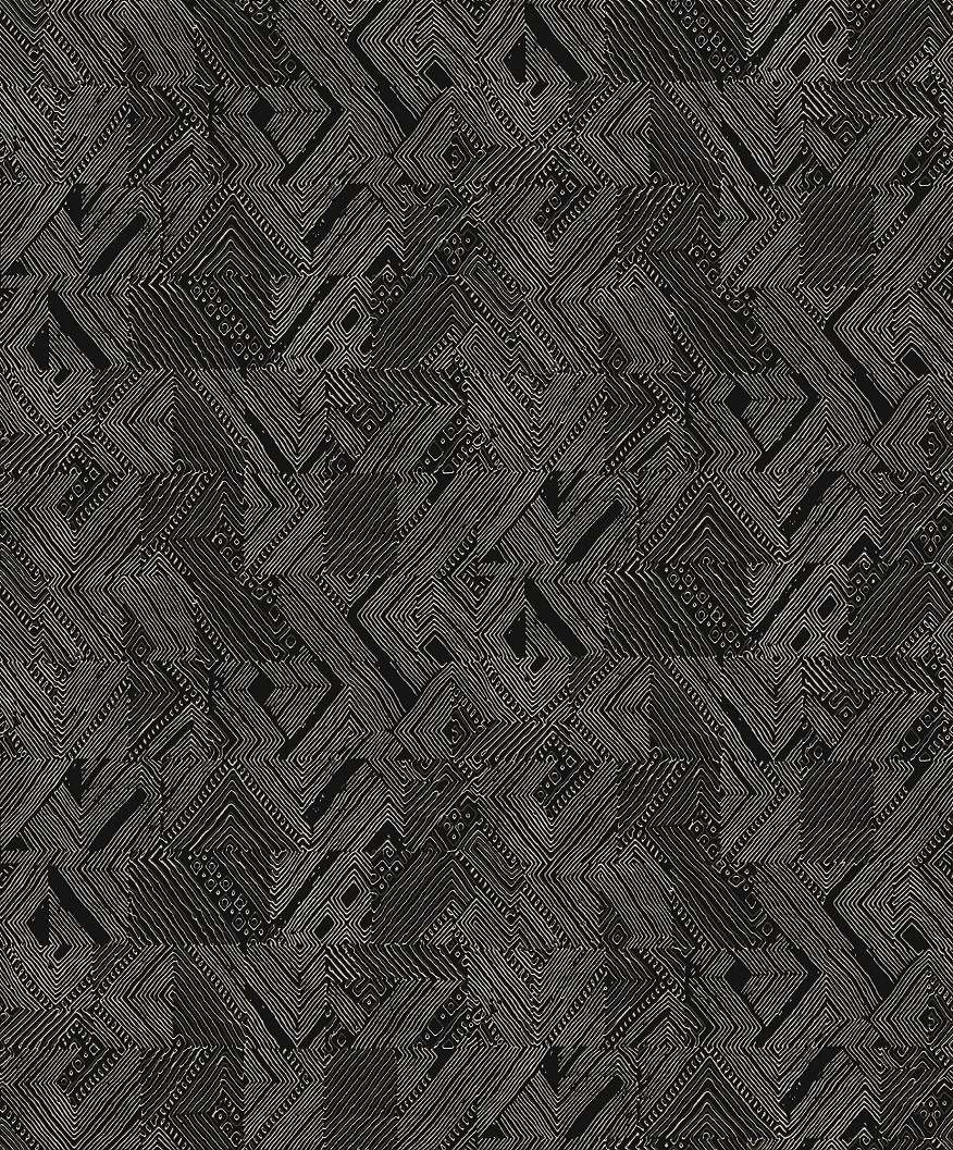 Fekete design tapéta népies hangulatú geometrikus mintával
