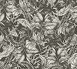 Fekete design tapéta trópusi levél botanikus mintával vinyl mosható