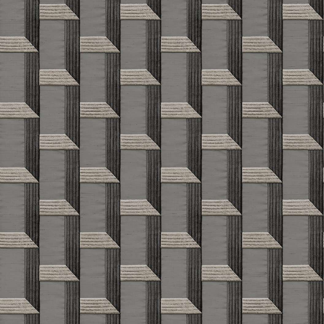 Fekete és ezüst színű hímzett geometria mintás prémium design tapéta