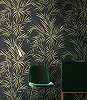 Fekete és óarany bambusz levél mintás vlies design tapéta