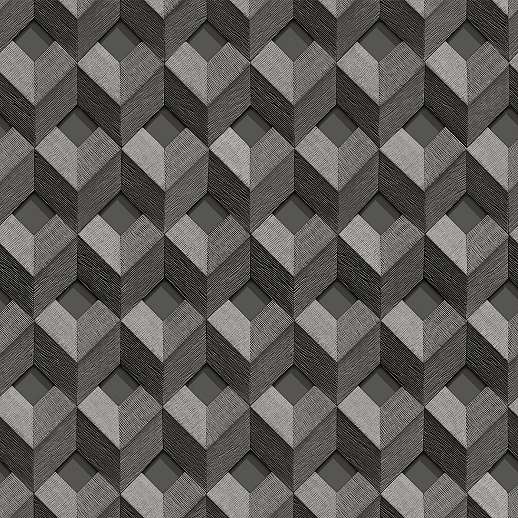 Fekete ezüst 3d hatású dekor tapéta 3d geometrikus mintával