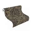 Fekete fakóarany design tapéta pálmalevél mintával