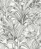 Fekete fehér dekor tapéta trópusi pálmaleveles mintával