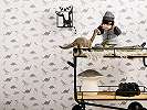 Fekete fehér dinó mintás mosható gyerek tapéta