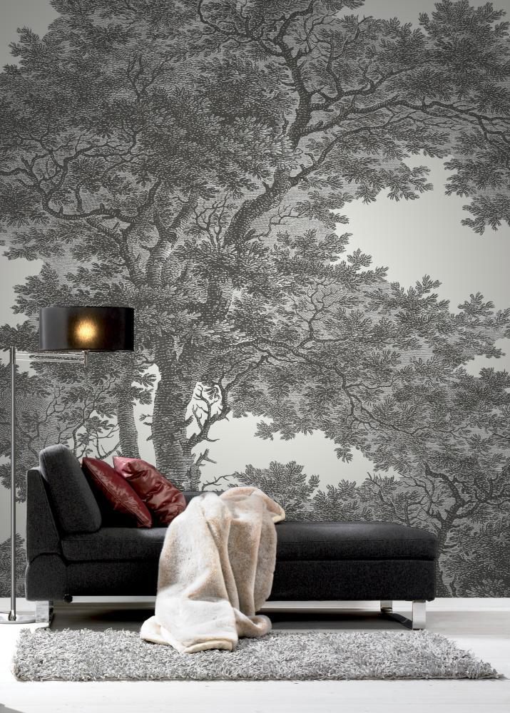 Fekete-fehér erdő mintás fali poszter