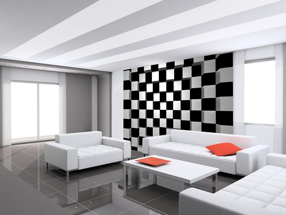 Fekete fehér kockák modern fali poszter