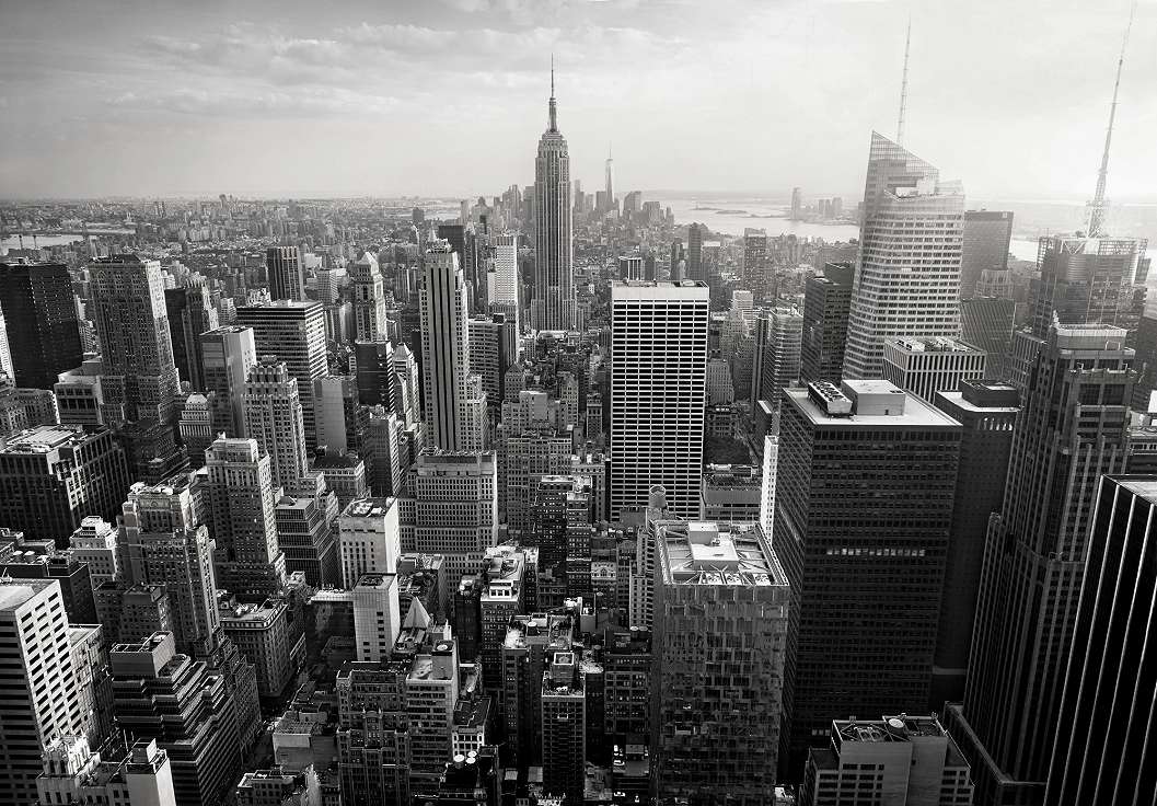 Fekete fehér New York város mintás poszter tapéta mosható vinyl