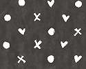 Fekete fehér tapéta geometrikus szív, kör mintával