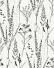 Fekete fehér tapéta mezei virág mintával