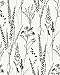 Fekete fehér tapéta mezei virág mintával