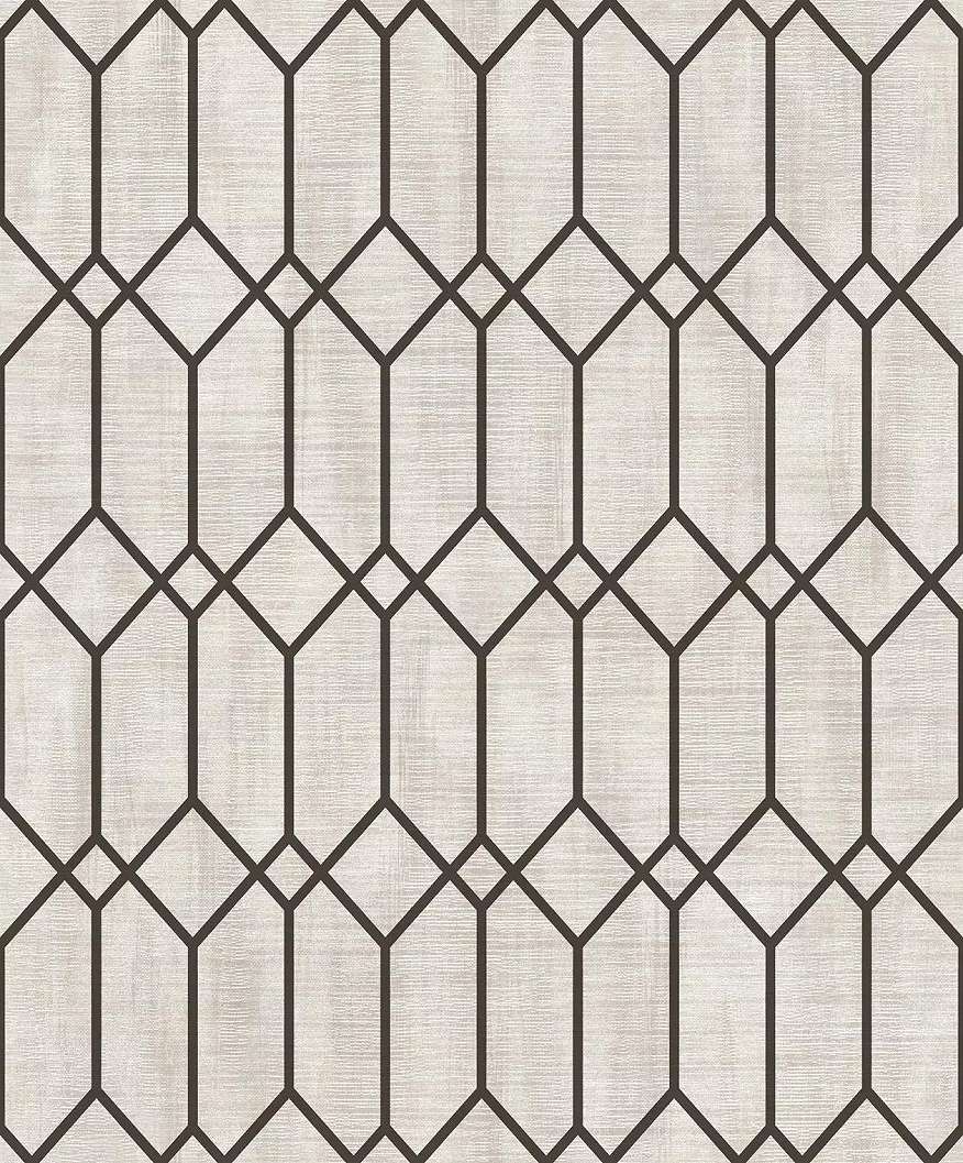 Fekete geometrikus mintás vlies tapéta art deco stílusban