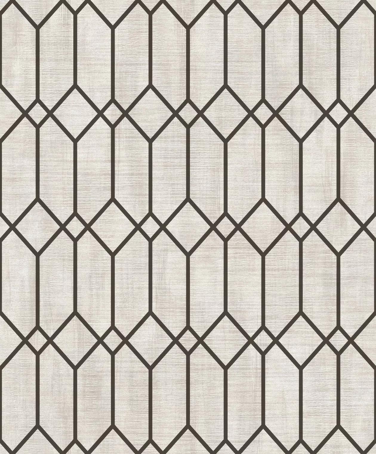 Fekete geometrikus mintás vlies tapéta art deco stílusban