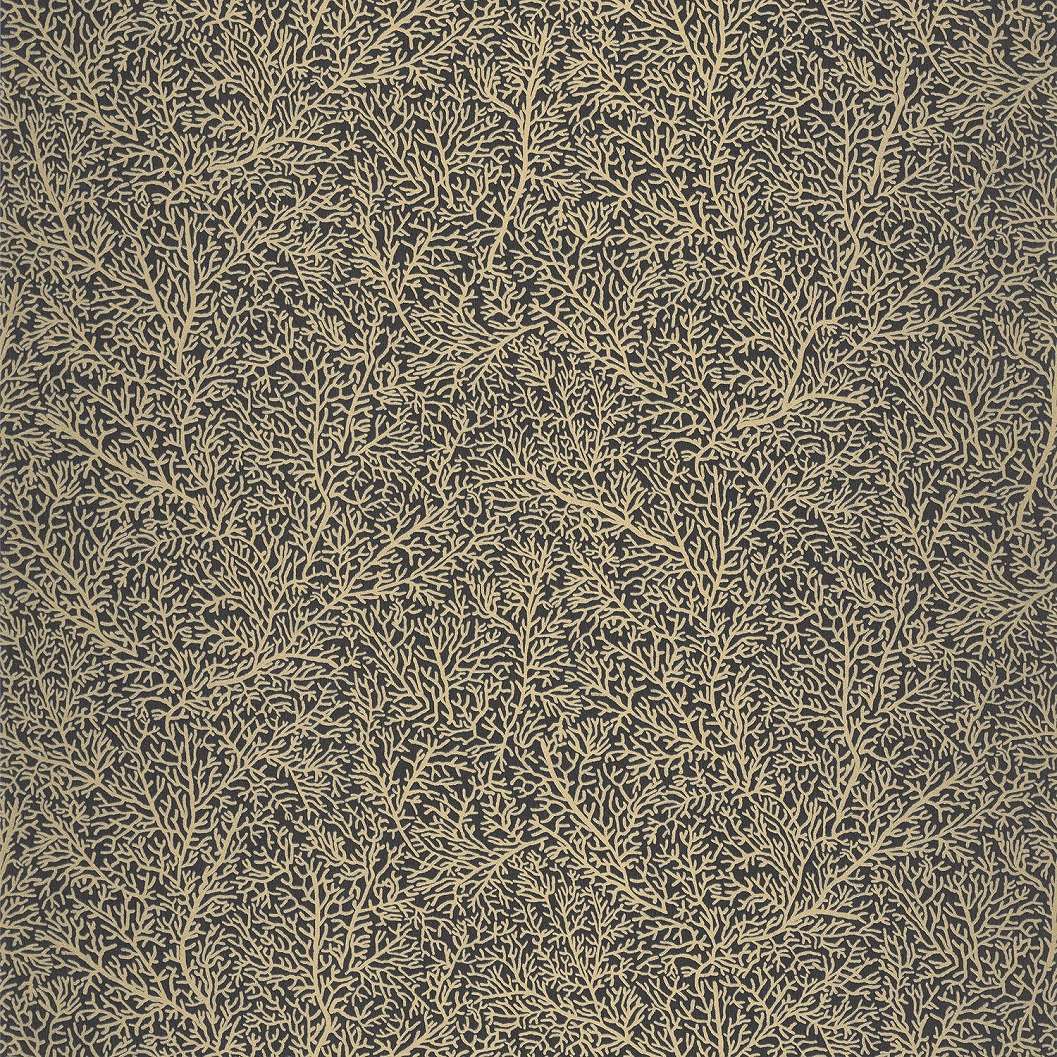 Fekete háttérszínű arany korall mintás tapéta