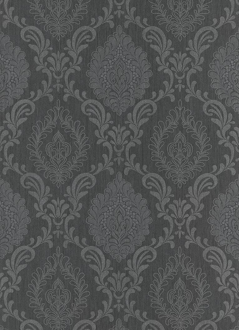 Fekete klasszikus barokk mintás vlies dekor tapéta