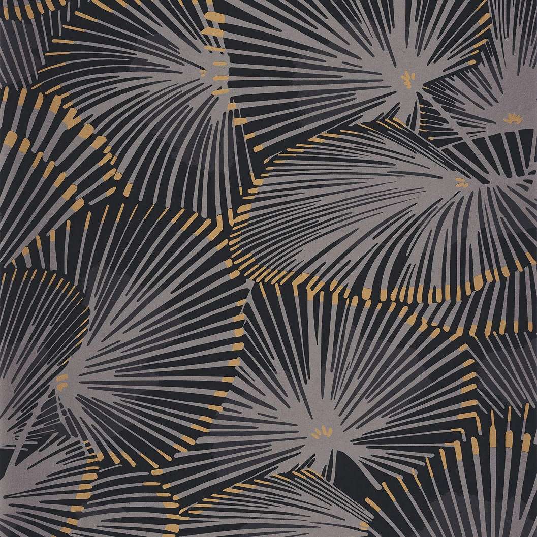 Fekete leveles mintás vlies francia design tapéta
