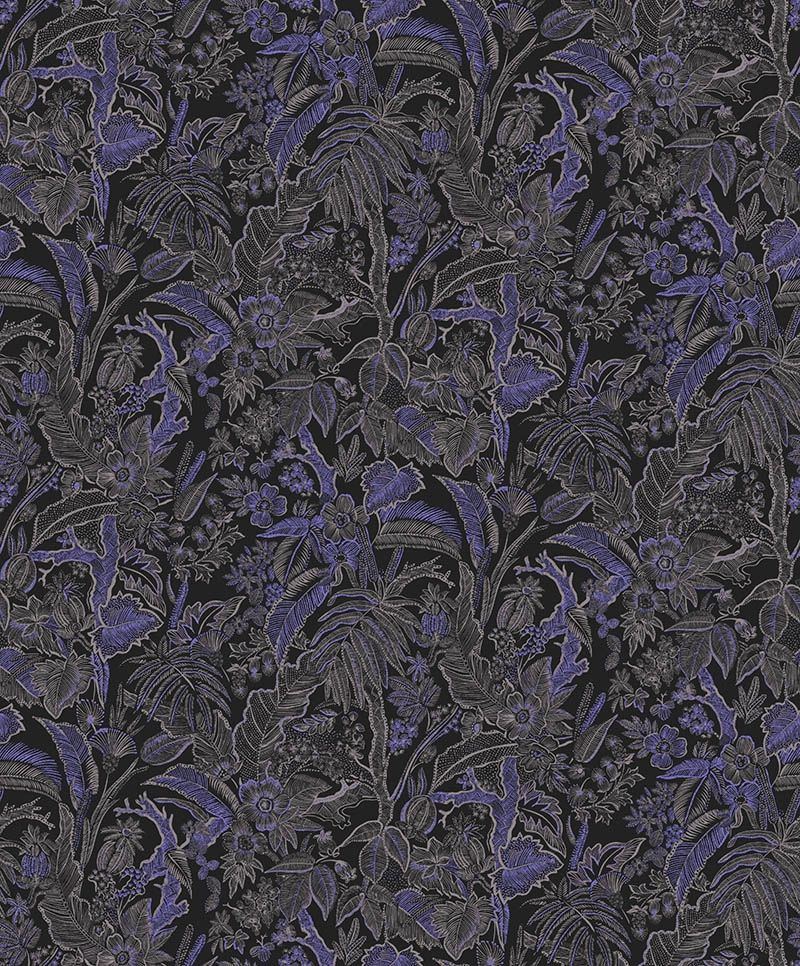 Fekete lila prémium khroma virágmintás design tapéta