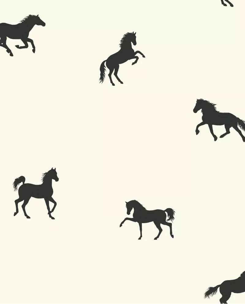 Fekete ló mintás gyerek tapéta