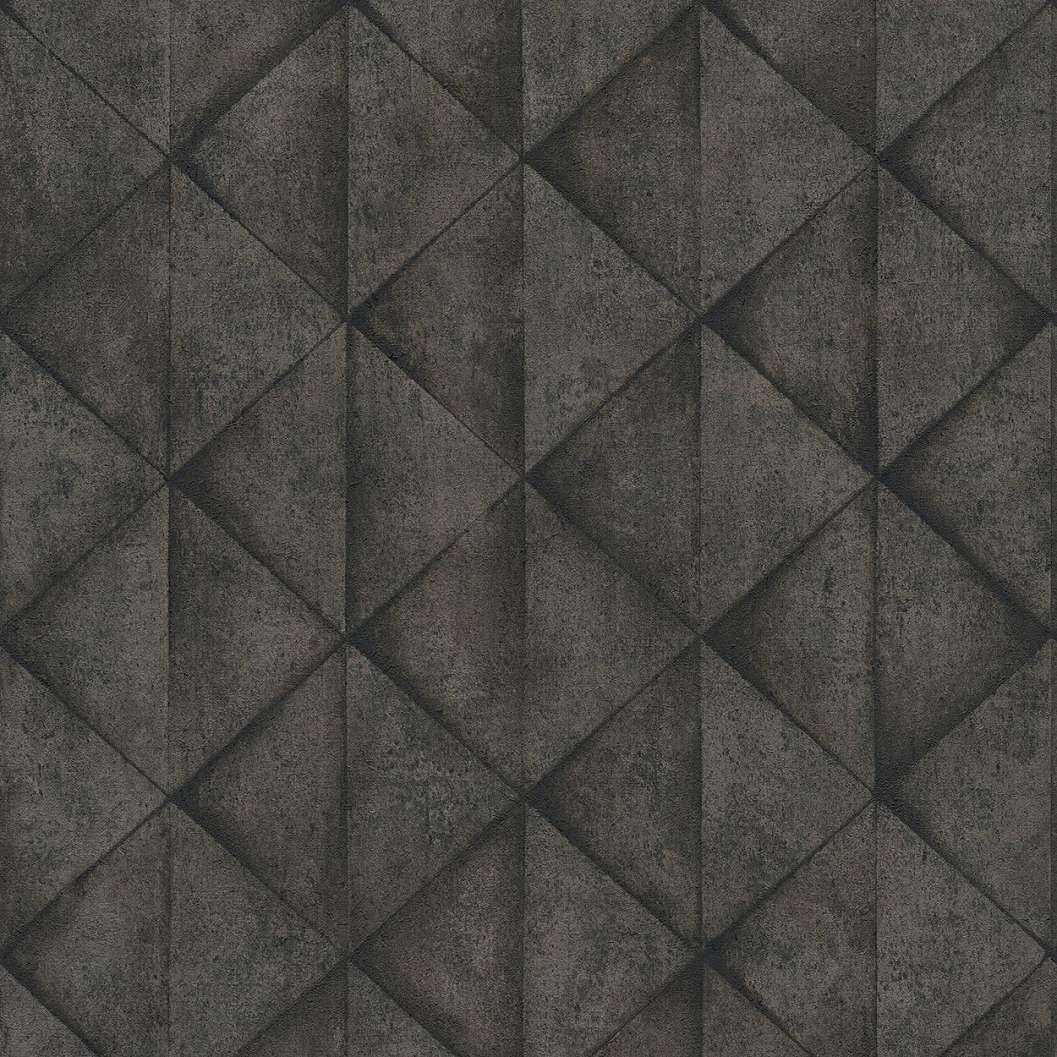 Fekete loft dekor tapéta betonhatású geometrikus mintával