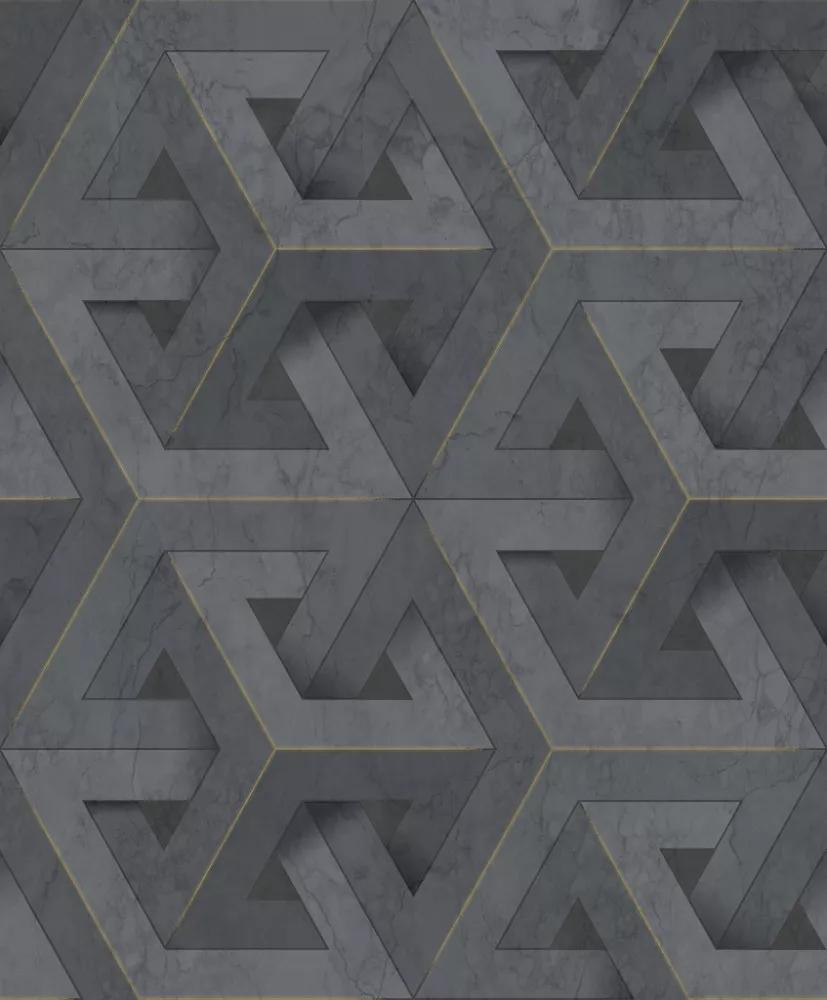 Fekete modern vlies geometrikus dekor tapéta