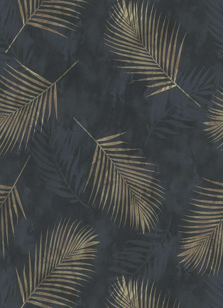 Fekete pálmalevél mintás vlies design tapéta