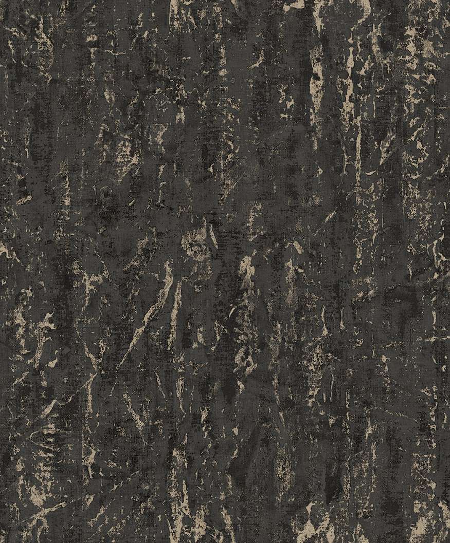 Fekete színű luxus tapéta koptatott fémes felülettel