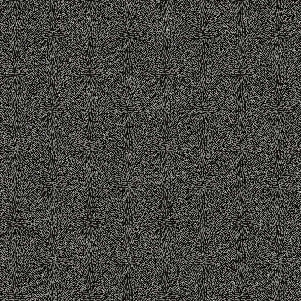 Fekete szürke elegáns legyező mintás tapéta