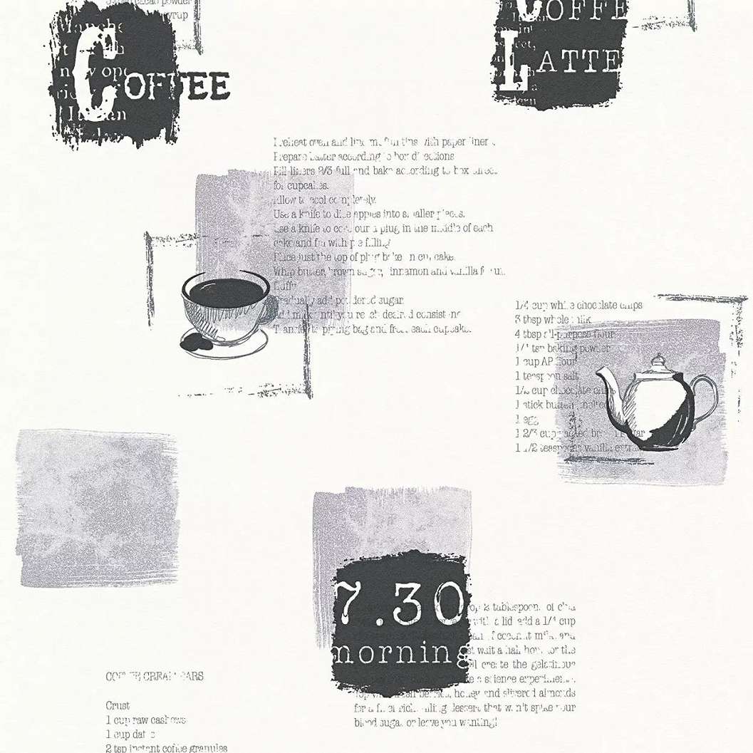 Fekete-szürke konyhai gasztro tapéta kávé mintával