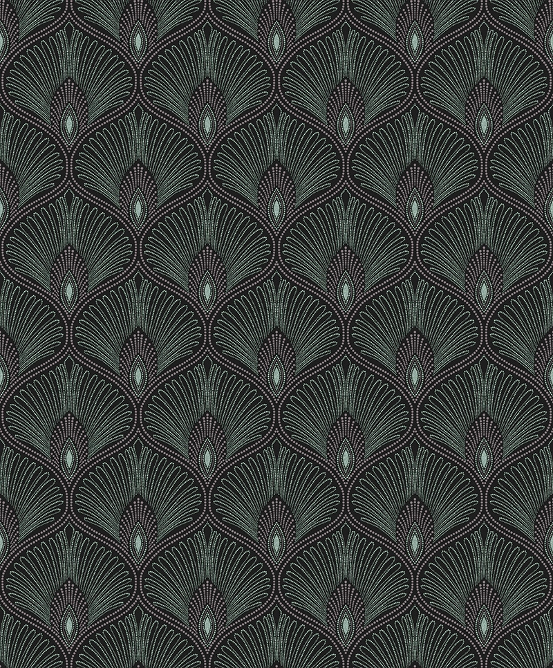 Fekete türkiz art deco geometrikus mintás design tapéta