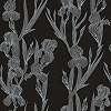 Fekete virágmintás mosható design tapéta