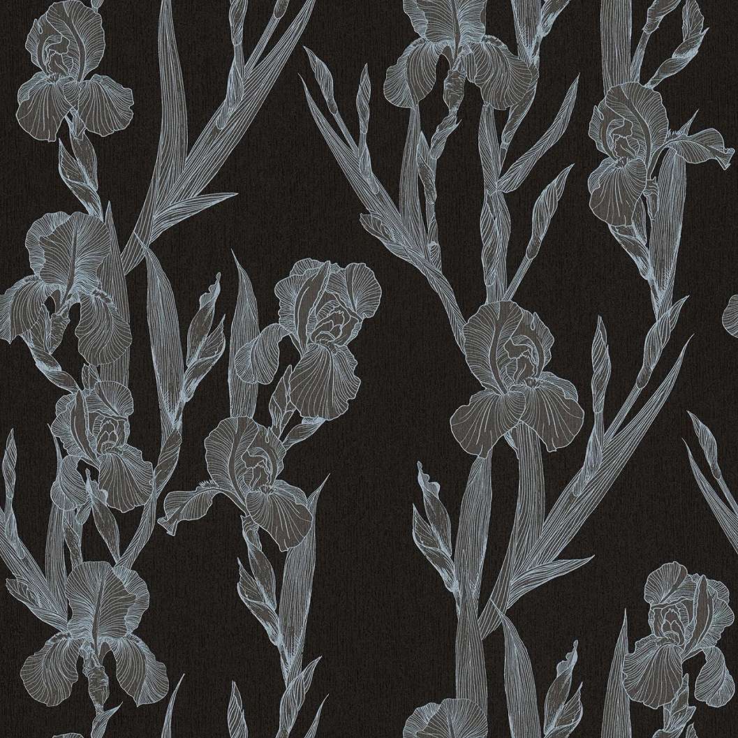 Fekete virágmintás mosható design tapéta