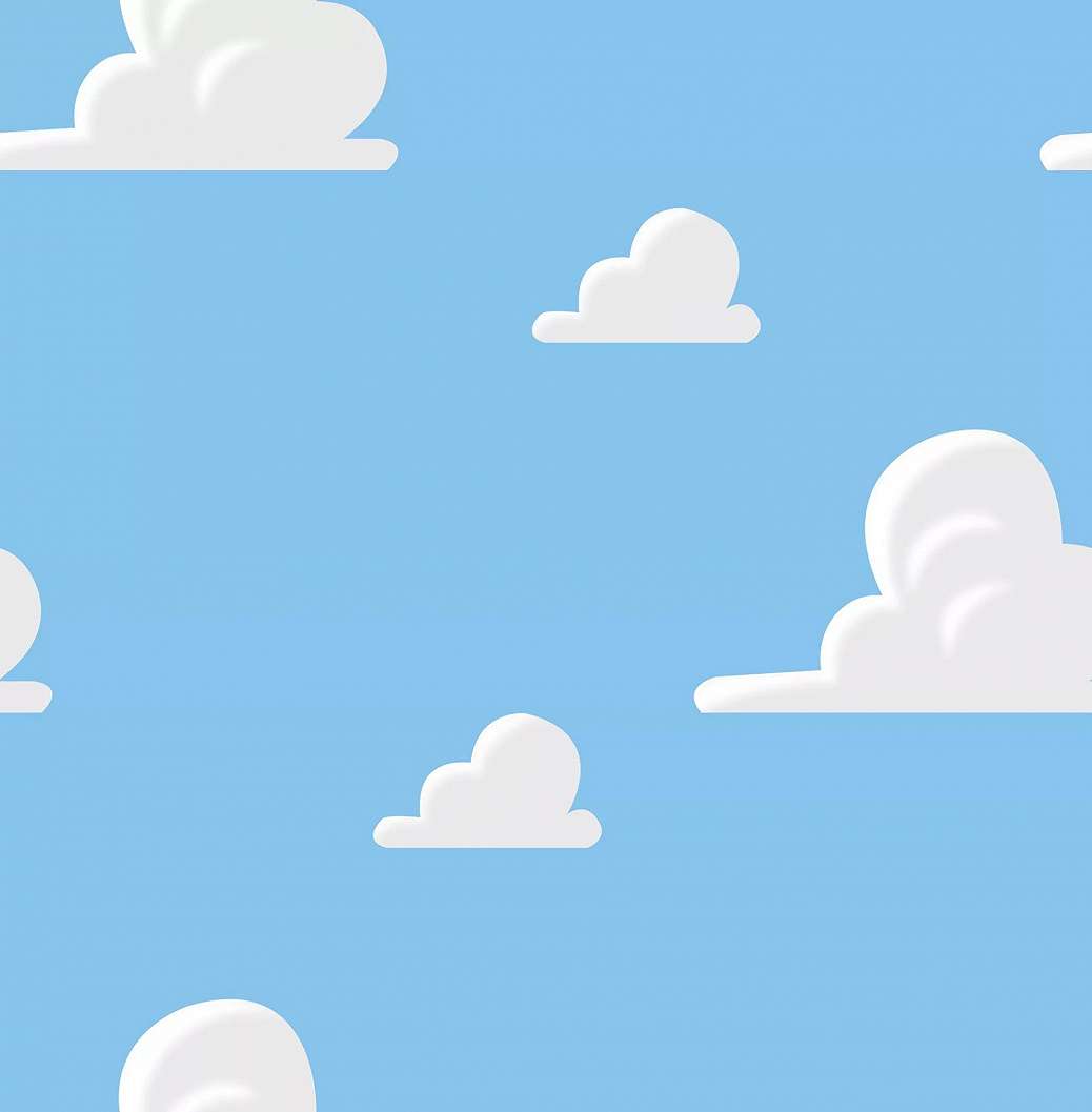 Felhő mintás gyerektapéta kék alapon fehér felhő mintával