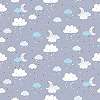 Felhő mintás tapéta gyerekszobába kék szürke színekkel
