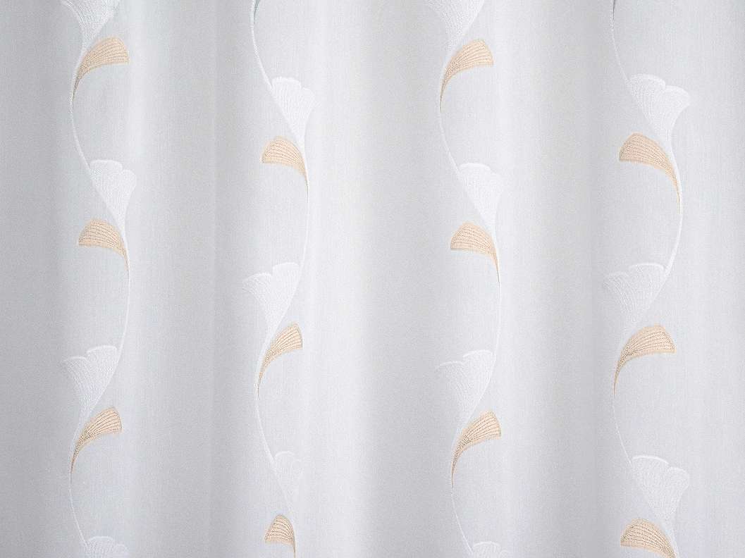Fényáteresztő függöny textil beige barna levél mintákkal
