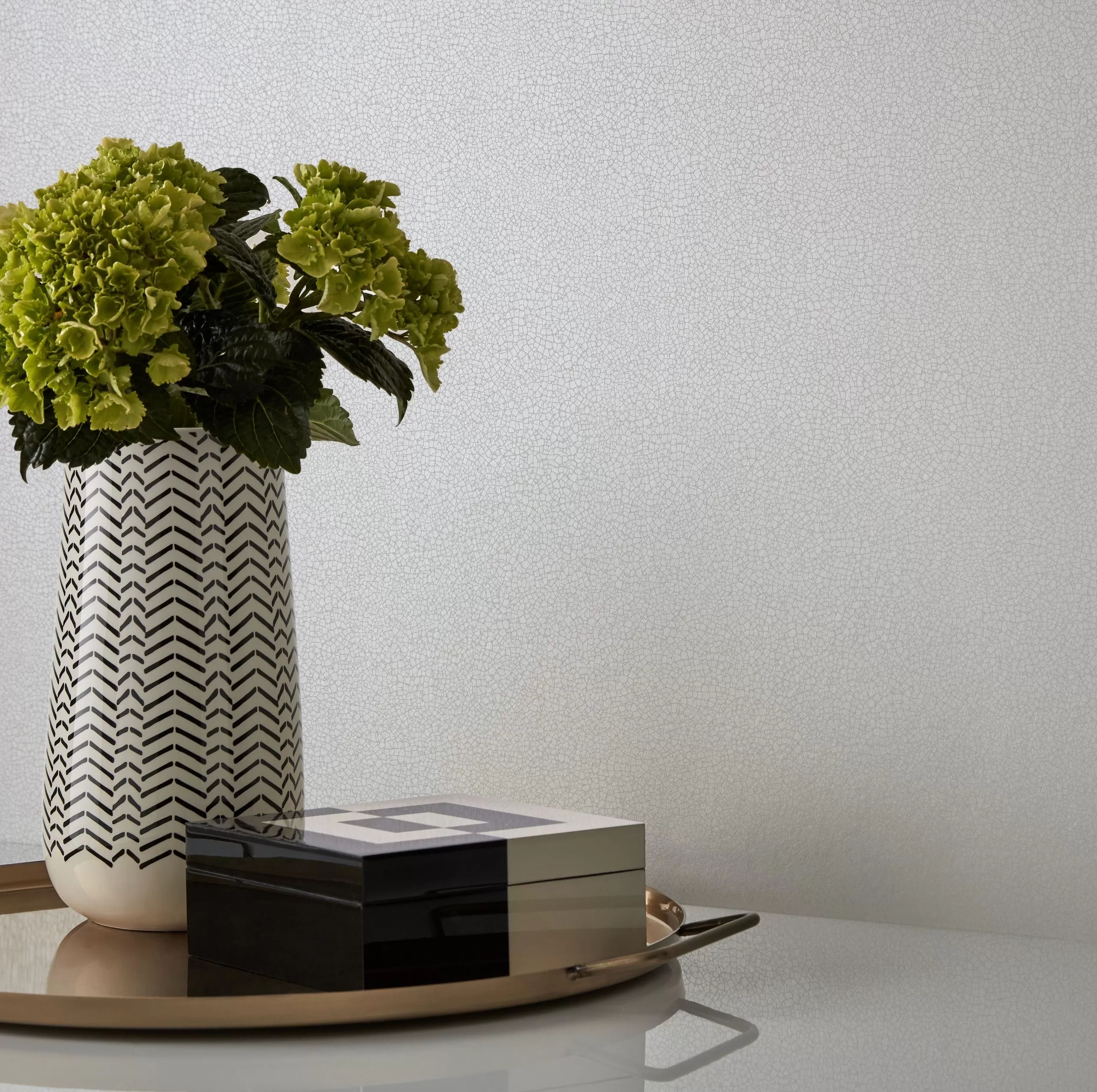 Fényes ezüst elefántcsont mozaik mintás angol design tapéta