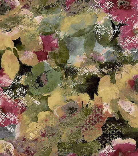 Festett hatású virágmintás vlies design tapéta